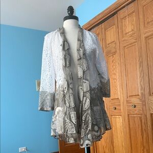 Multiples White and Gray Lace Jacket